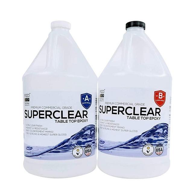 SUPERCLEAR EPOXY Resin Crystal Clear 2 Gallon Resin Epoxy Kit for Casting Resin, Art Resin, Mica Pigment Powder, River Tables, Live Edge Tables, BAR Tops, COUNTERTOP EPOXY 1:1