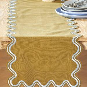 Madeline Embroidered Table Runner, Olive