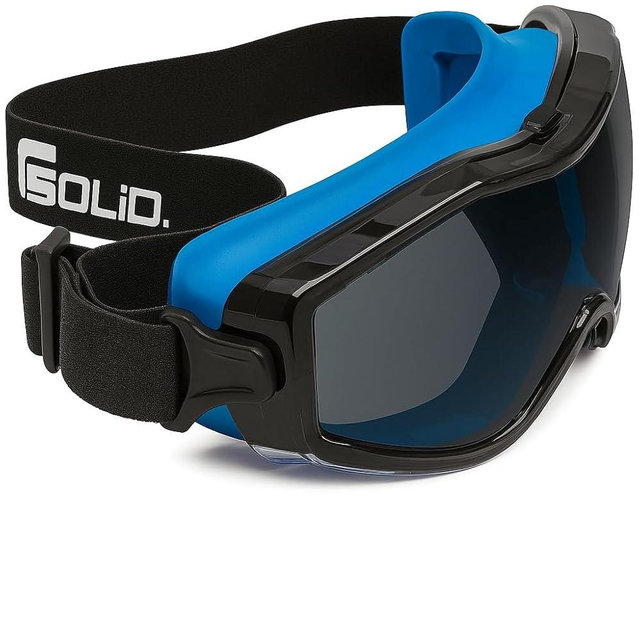 SolidWork Safety Goggles Anti-Fog Clear Lens with Adjustable Elastic Headband. Protective Eyewear for Men & Women