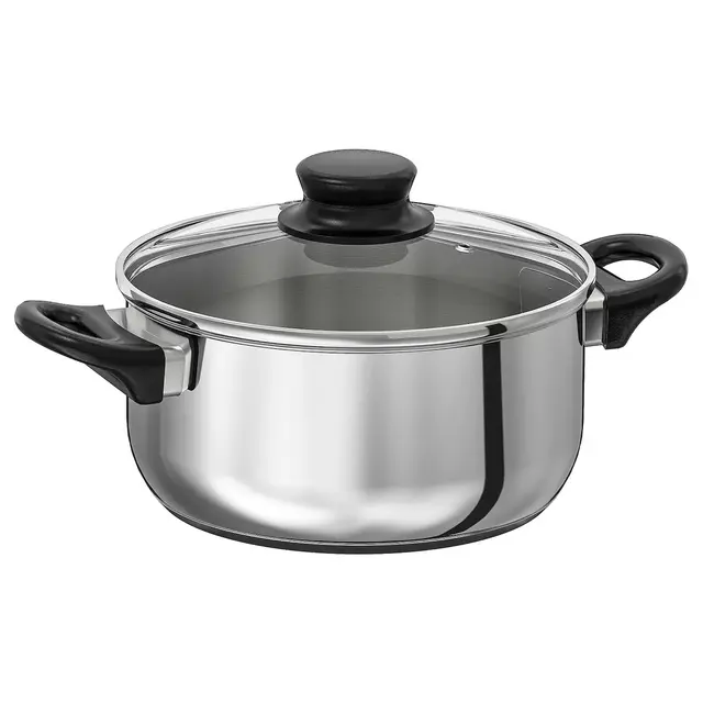 ANNONS Pot with lid, glass/stainless steel 2.8 l