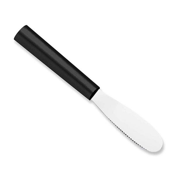 Rada Cutlery Spreader Knife – Stainless Steel Serrated Blade and Black Steel Resin Handle Made in the USA
