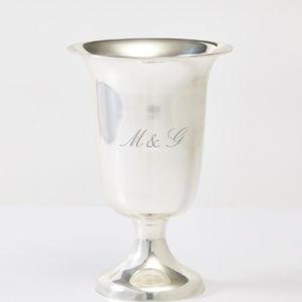 Large Silver Celebration Vase - Add Personalization letters "MG" in Lucia Script 2-Initial Ampersand - AJ5