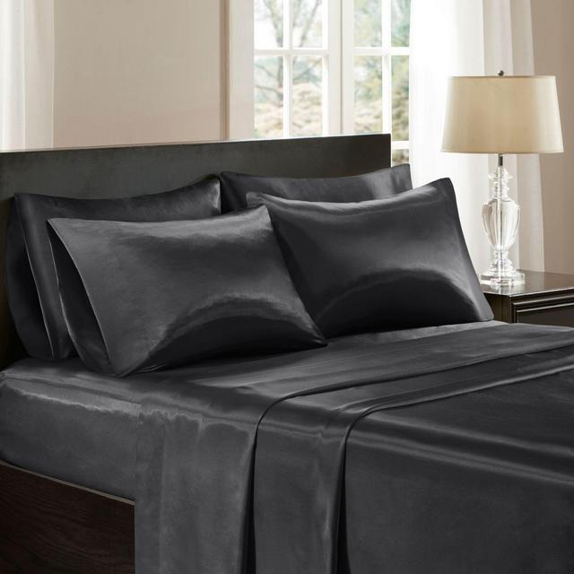 Madison Park Essentials Satin Queen Sheet Set in Black