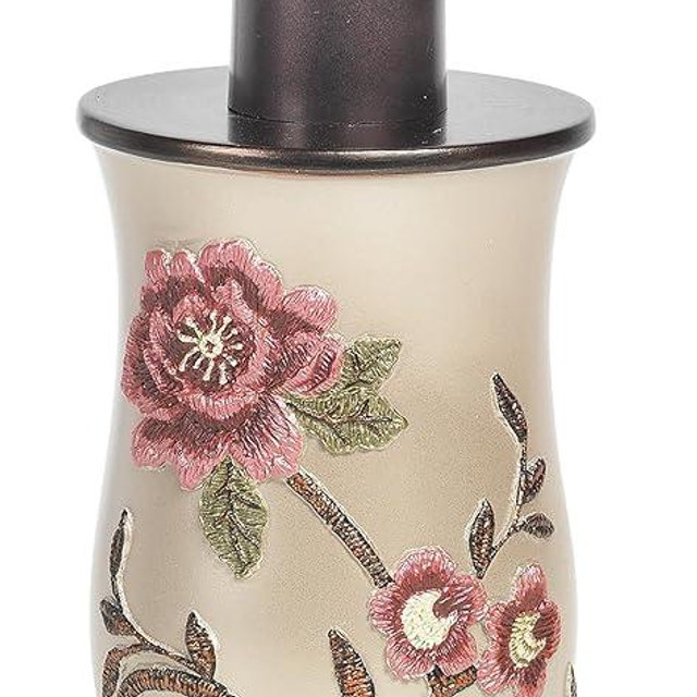 Popular Bath Soap Dispenser/Lotion Pump, Larrisa Collection, Rose Design , Brown