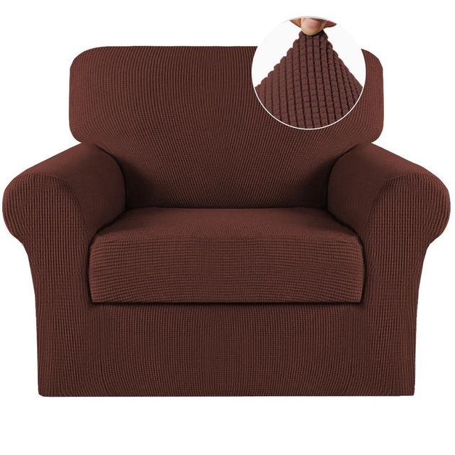 Turquoize 2 Piece Chair Covers Armchair Covers for Living Room Stretch Armchair Slipcovers Soft Chair Cover with Arms Feature Thick Jacquard Fabric, Machine Washable (Chair, Burnt Brick)