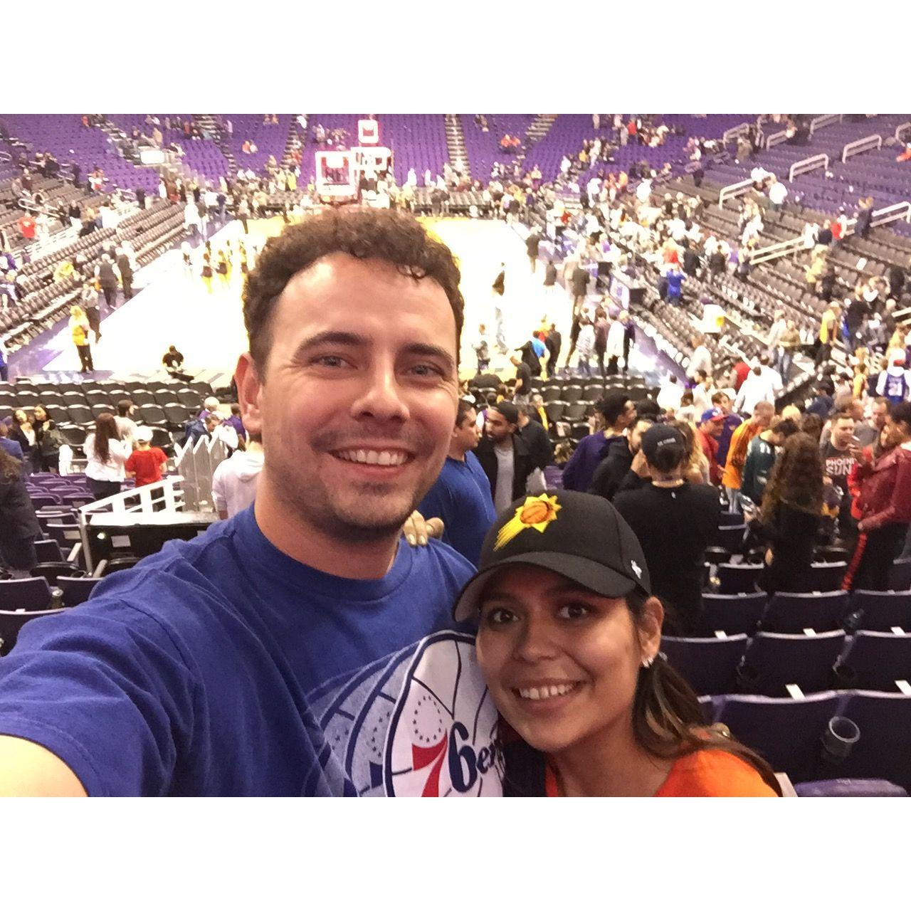 For his birthday, we went to see his basketball team vs mine - 76ers v Suns - December 2017