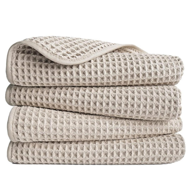 POLYTE 430 GSM Microfiber Lint Free Hand Towel, 16 x 30 in, 4 Pack (Waffle Weave)