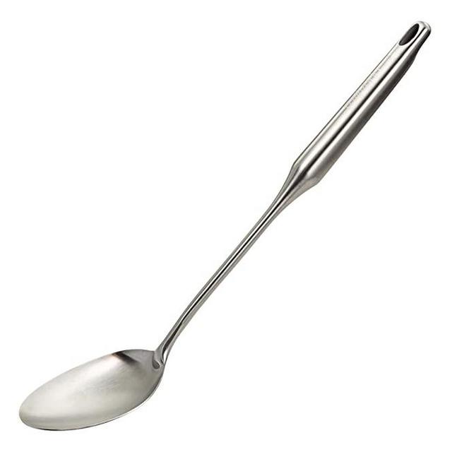 Stainless Steel Big Cooking Spoon: Kitchen Spoon Good for Cooking, Basting, Serving, etc. | Dishwasher Safe Metal Utensil - Durable, Solid Construction; 15" Long