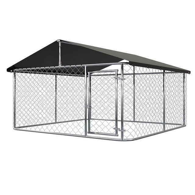 ATTAV Outdoor Dog Enclosure Heavy Duty Dog Kennel House Mesh Dog Big Cage Pet Kennel Steel Fence with Secure Lock (6.56‘x 6.56’)