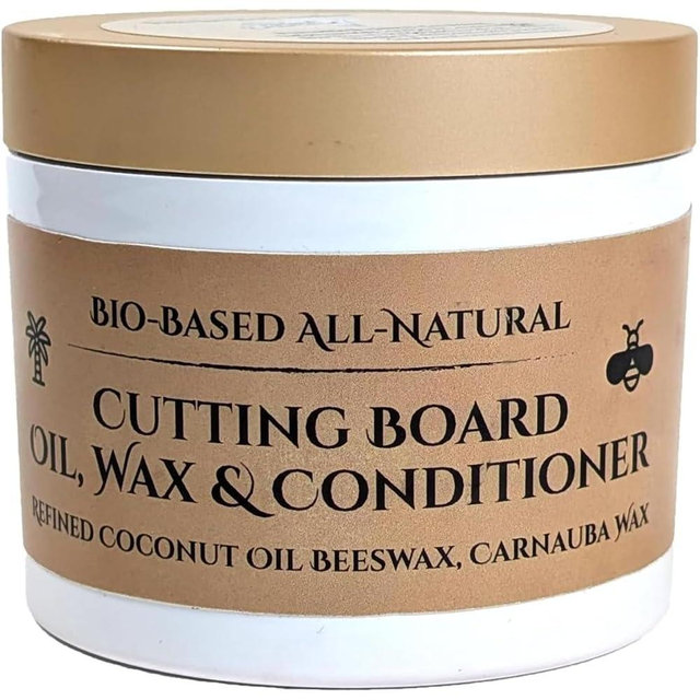 Cutting Board Oil, Wax, Conditioner, Food-Grade Mineral Oil Alternative, Refined Coconut Oil (MCT), Beeswax, Carnauba Wax, Butcher Blocks, Charcuterie Boards, Bamboo, Teak Utensils. 5oz 2 PK.