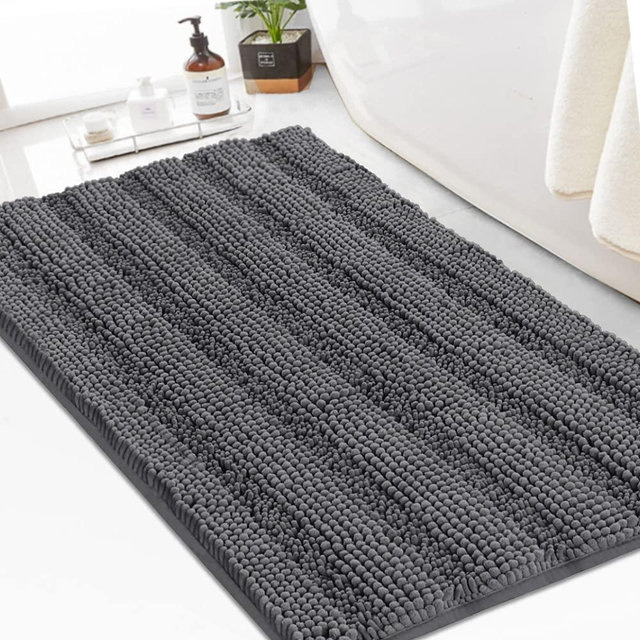 Turquoize Chenille Bath Rugs Shaggy Bathroom Rugs Non Slip Bath Mat for Bathroom 24 x 36 Dove Bath Rug for Bathroom Extra Soft and Absorbent Area Rug, 24"x 36", Grey