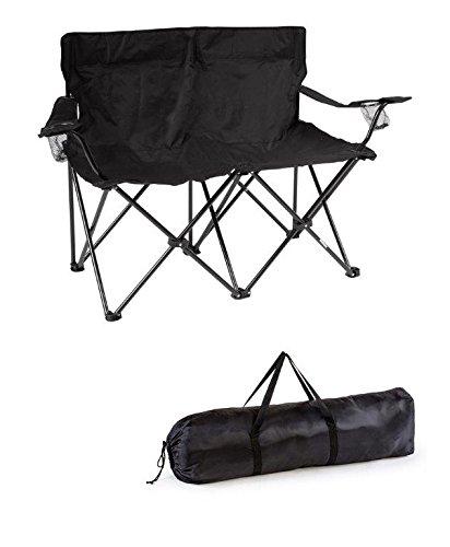 Trademark Innovations 31.5&quot; H Loveseat Style Double Camp Chair with Steel Frame, Black