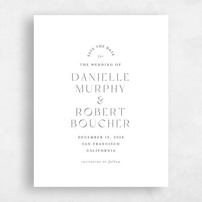 White Simple Wedding Save the Date - Okavango Portrait