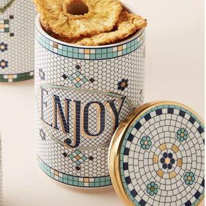 The Bistro Tile Stoneware Canister: Garden Edition
