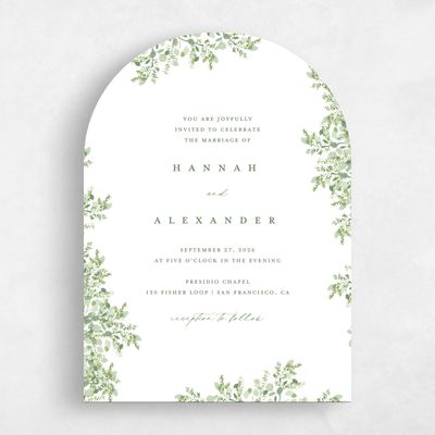 Green Arch Wedding Invitation - Lugano Portrait