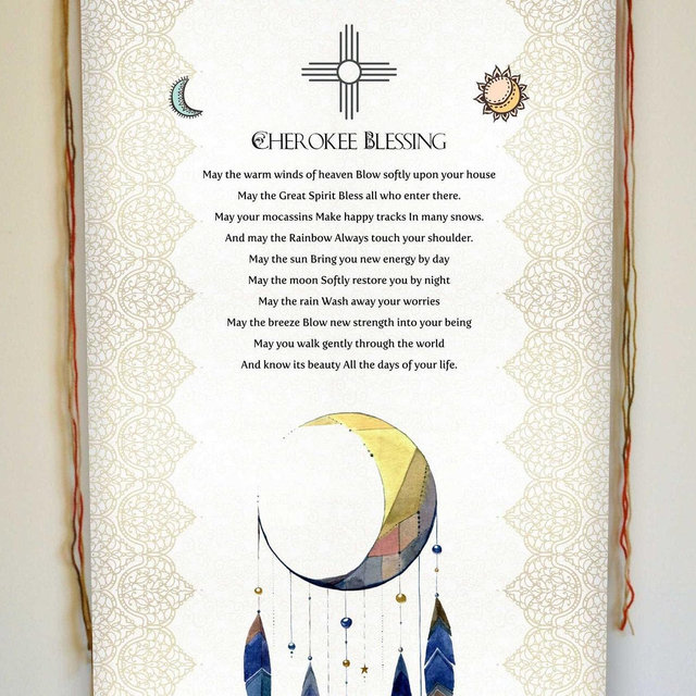 Cherokee Blessing, Native American Wall Art, May the warm winds of heaven, Native American Decor, Tapestry, Cherokee Prayer, Wall Hanging