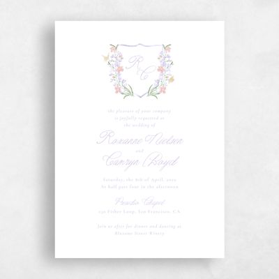 Lavender, Purple Wedding Invitation - Pellinore Portrait
