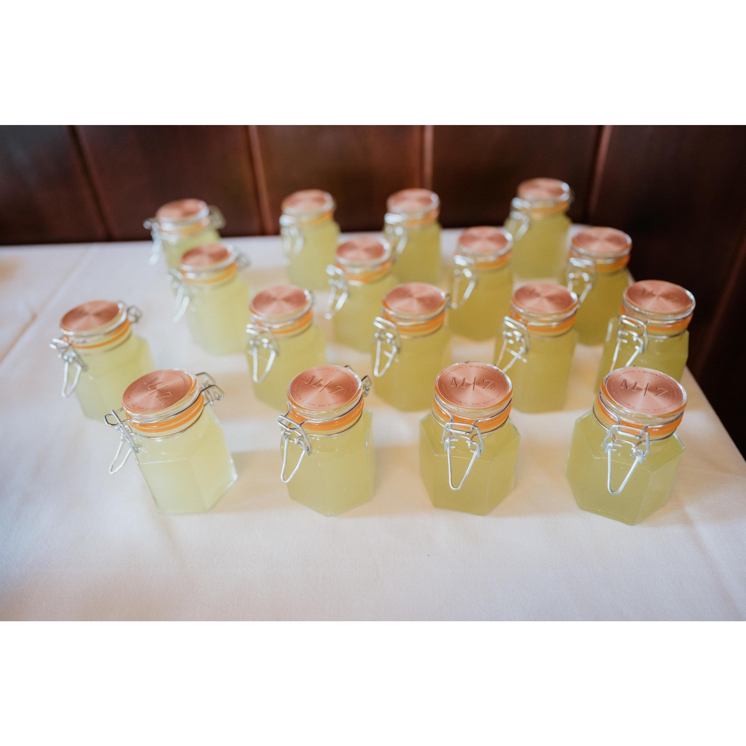 Zach's homemade Limoncello Wedding Favors
Party!, Harbor House, Milwaukee, WI