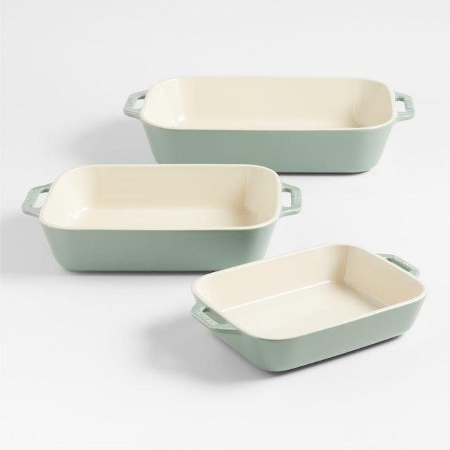 Staub ® 3-Piece Eucalyptus Green Ceramic Baking Dish Set