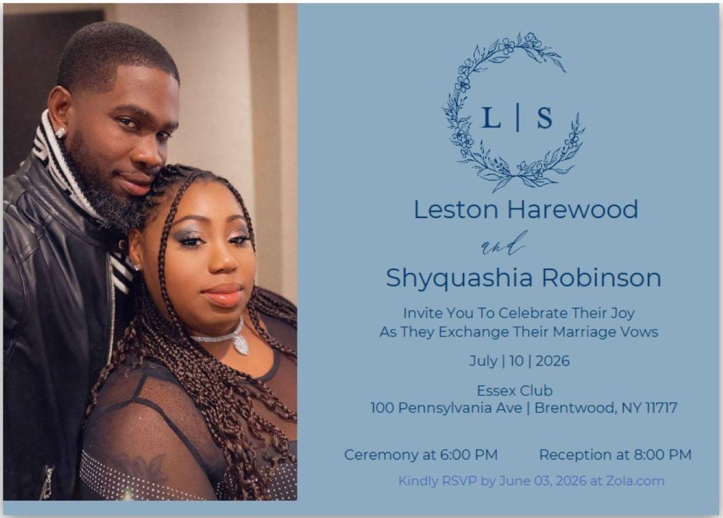 The Wedding Website of Shyquashia Robinson and Leston Harewood
