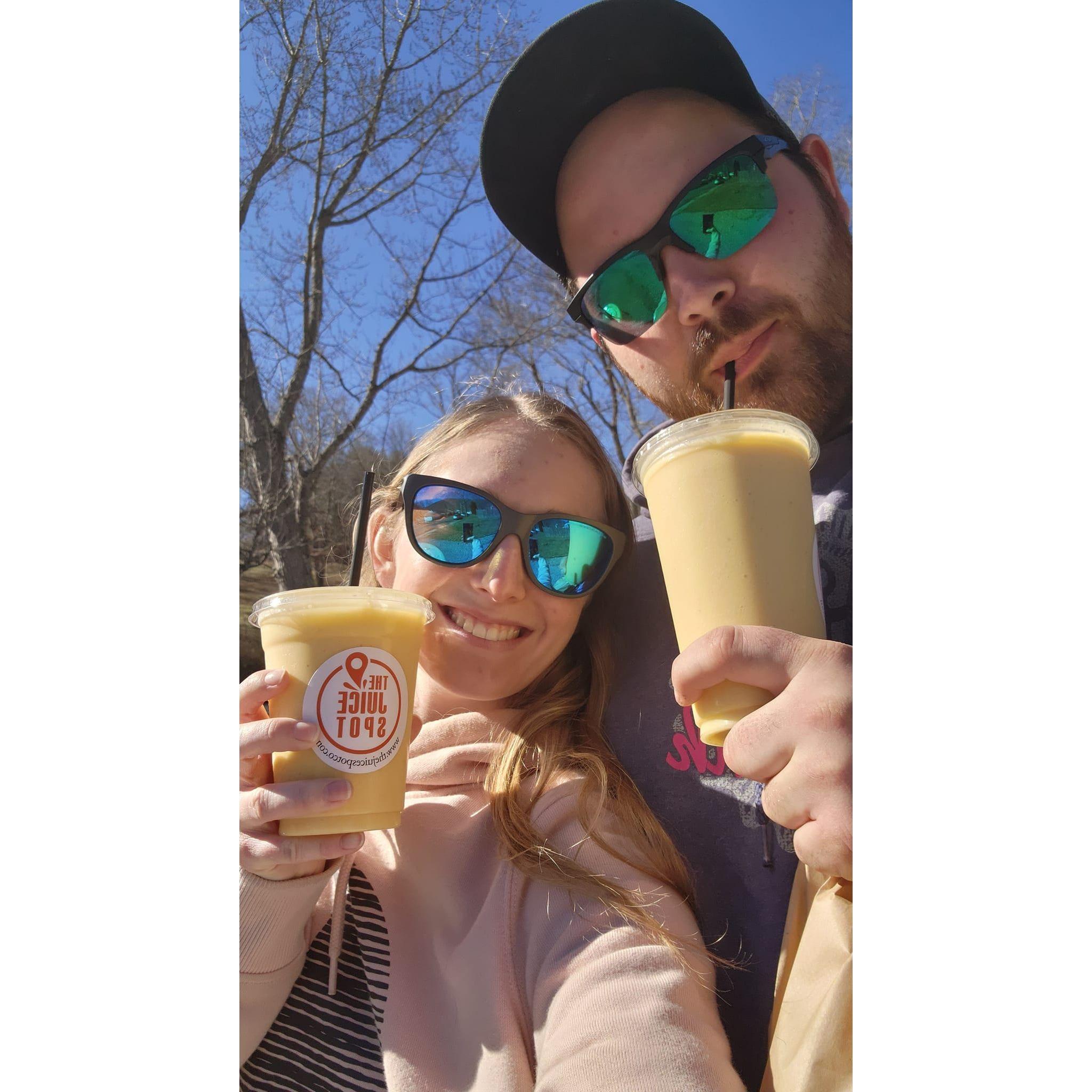 Every time Harrison comes to visit in Tennessee, we make a trip to The Juice Spot for the best smoothies.