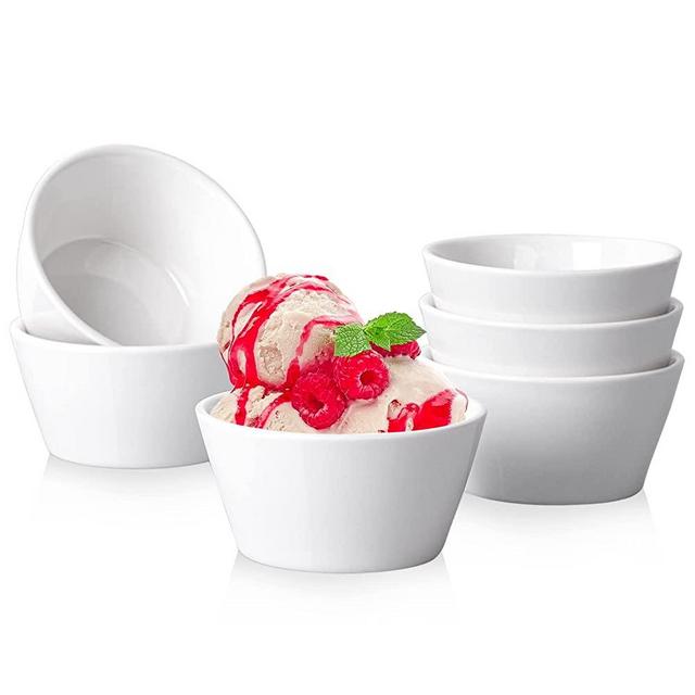 Taeochiy Porcelain Dessert Bowls, 8 Ounce Bouillon Cups, Ramekins for Baking, Small Serving Bowl for Dipping, Soup, Ice Cream, Set of 6