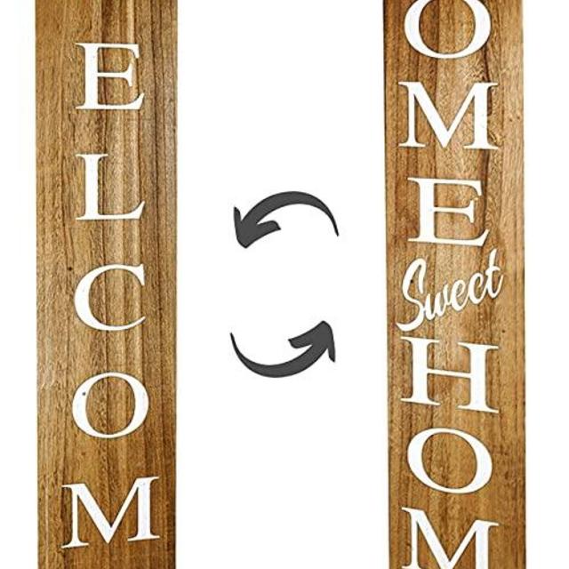 Outdoor 2in1 Welcome sign for Front Door, Vertical Welcome sign for Front Porch Standing,Welcome Home Sign,Porch Signs, Interchangeable 4ft Tall,Home Sweet Home Sign, Long, Wood,Farmhouse Porch Decor.