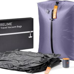 Travel Vacuum Bags for Luggage-2pc- Black/Lavender- with Wireless Pump Classic Series , Compression Bags for Carry On Suitcases and Backpack, Vacuum Seal Packing cube for Cloth Packing (2PC + PUMP Gray & Lavender)