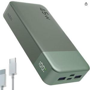 NOBIS Portable Charger, 20000mAh Power Bank, 45W Power Bank Fast Charging, Battery Pack with C to C Cable, Battery Bank with Digital Display for iPhone Android Laptop etc(Green)
