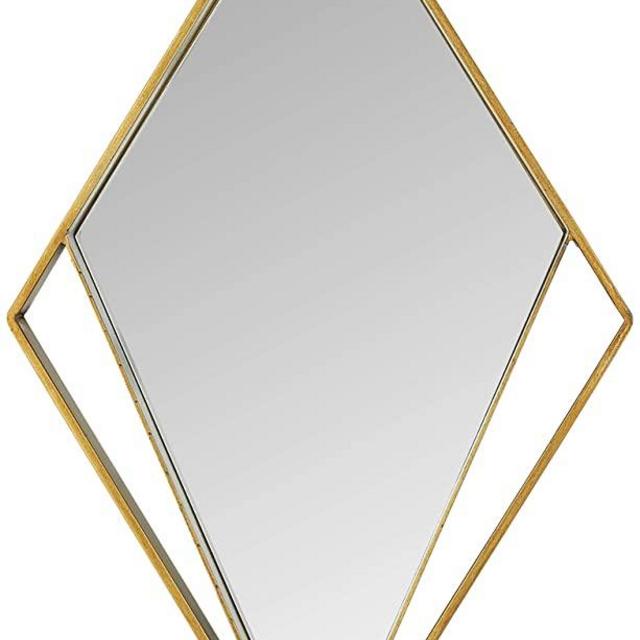 Amazon Brand - Rivet Modern Rhombus Cutout Hanging Mirror, 26.75"H, Gold