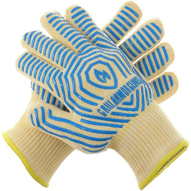 Grill Armor Oven Gloves - Extreme Heat Resistant EN407 Certified 1472℉ - Cooking Mitts for BBQ, Grilling, Baking, Camping, Fire Pit, Cast Iron, Smoker, Pizza & More - Indoor & Outdoor - Blue