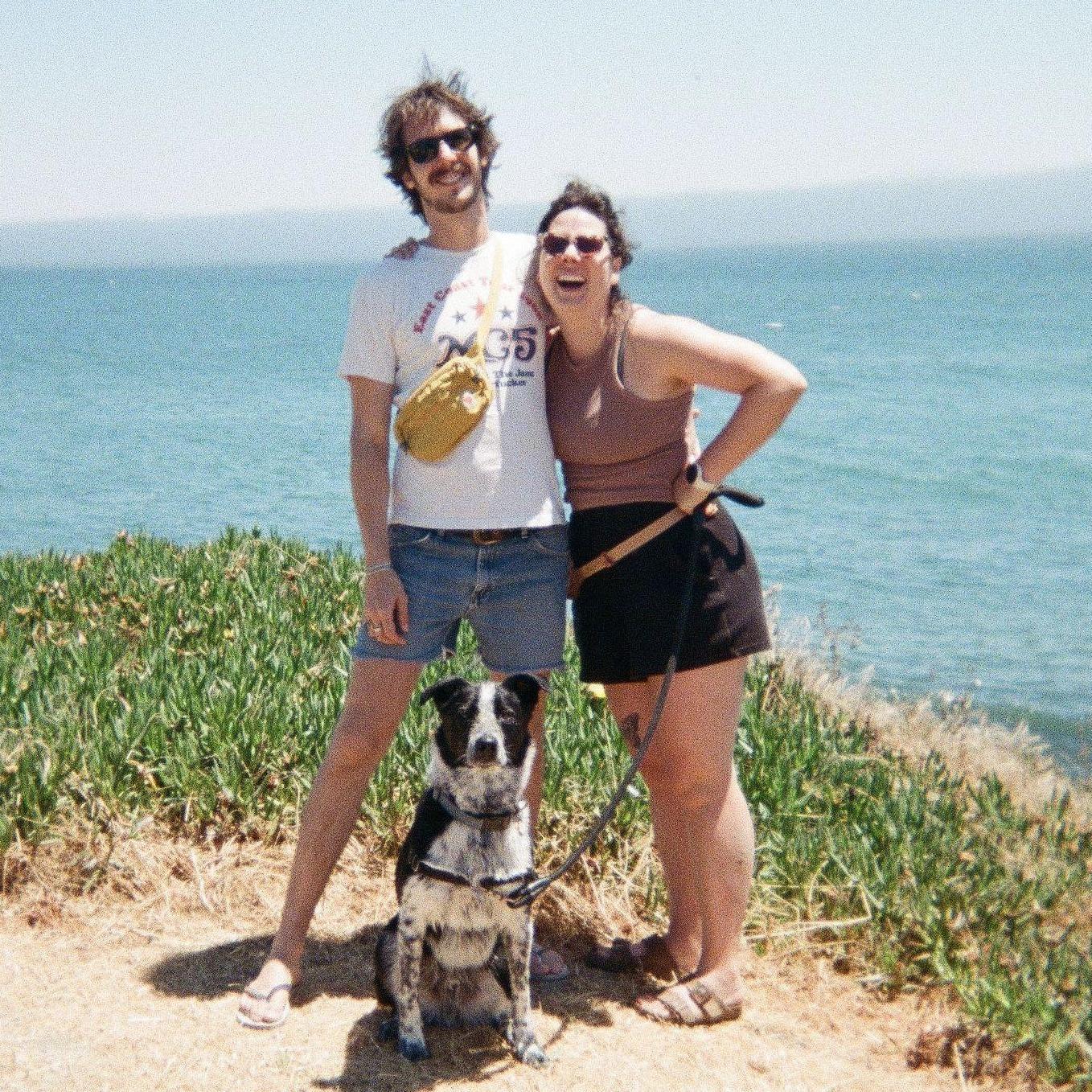 Taking Blue for a swim in Santa Cruz