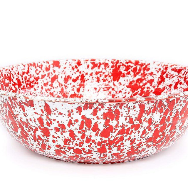 Crow Canyon Home Enamelware Medium Basin, 8 quart, Red/White Splatter (Single)