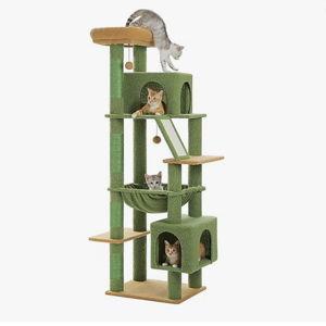PAWZ ROAD 71-in Large Hammock Polyester Cat Tree & Condo, X-Large, Green - Chewy.com