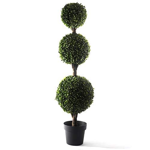 Bornbridge Artificial Boxwood Topiary Ball Tree - 4' Boxwood Ball Tree - Indoor / Outdoor Topiary Trees - Boxwood Artificial Outdoor Plants - Lifelike Buxus Boxwood Plant (Single)