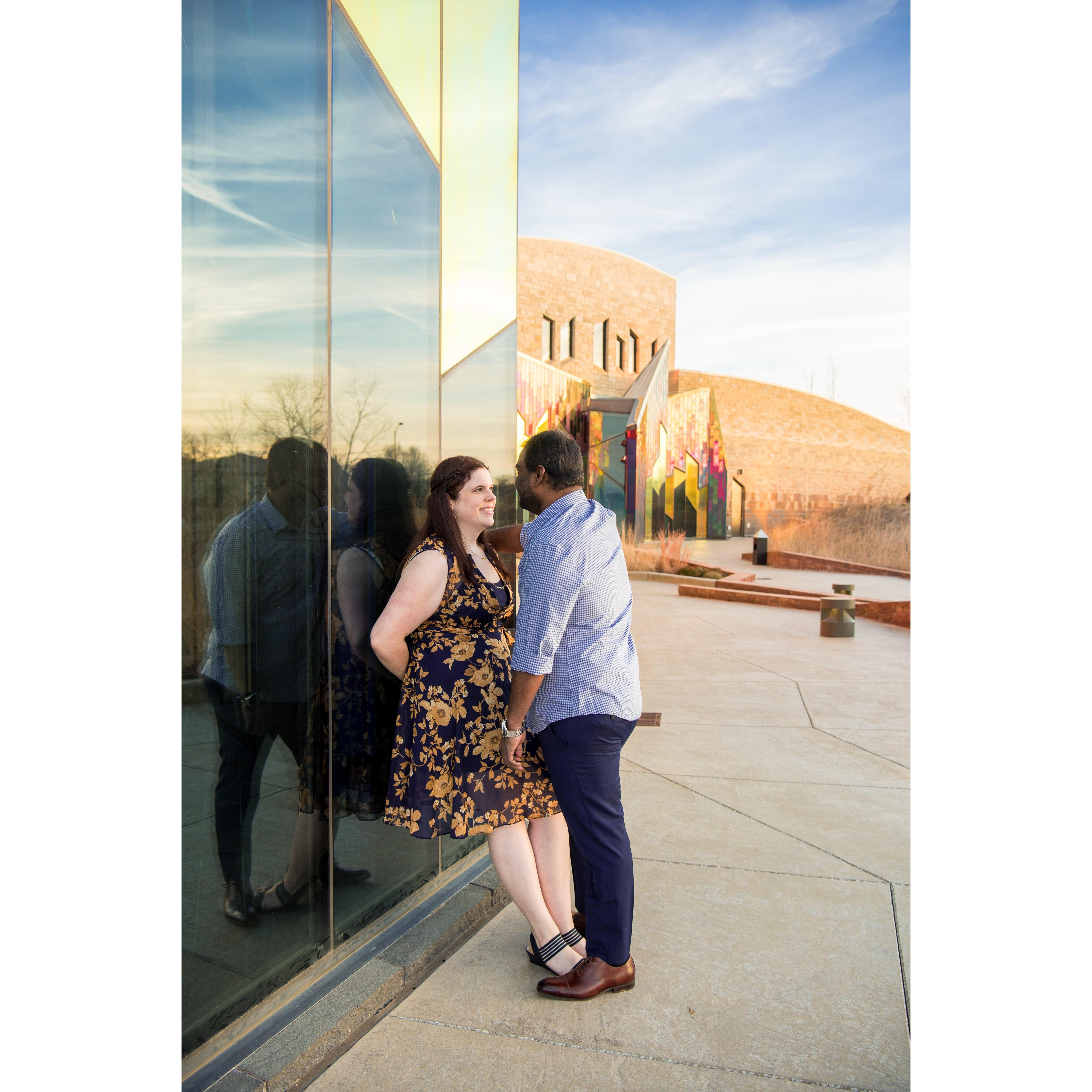 Engagement Photos at PrairieFire KC. Photos by Vijay Ainapurapu.