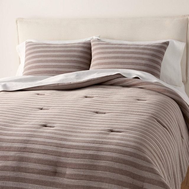 3pc Full/Queen Tonal Stripe Comforter Set Brown - Hearth & Hand™ with Magnolia