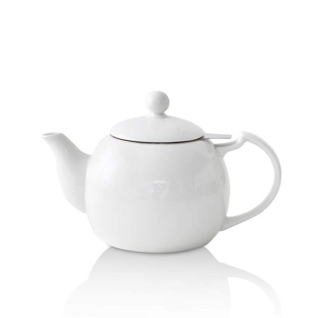 KOOV Tea Pot with Infuser for Loose Tea, 34 ounce Ceramic Teapot with Infuser, Enough For 6 Cups, Tea Pots for Tea Party, High Tea Series (White)