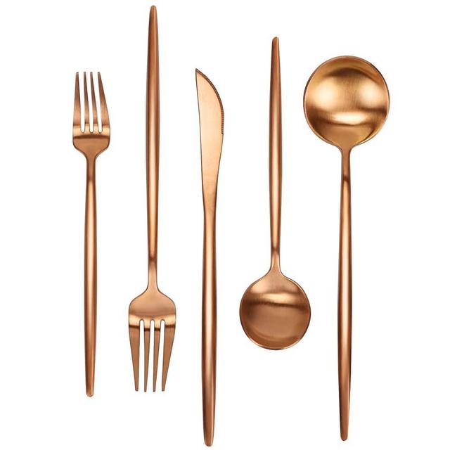 Matte Rose Gold Silverware Set 30 Pieces, FAMEWARE Stainless Steel Flatware Set，Service for 6，Kitchen Utensil Set, Tableware Cutlery Set, Satin Finished Polished & Dishwasher Safe