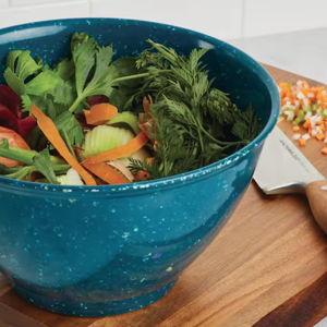 Rachael Ray Accessories Kitchen Pantryware Multi Purpose/Salad Serveware/Melamine Garbage Bowl, 4 Liters, Agave Blue