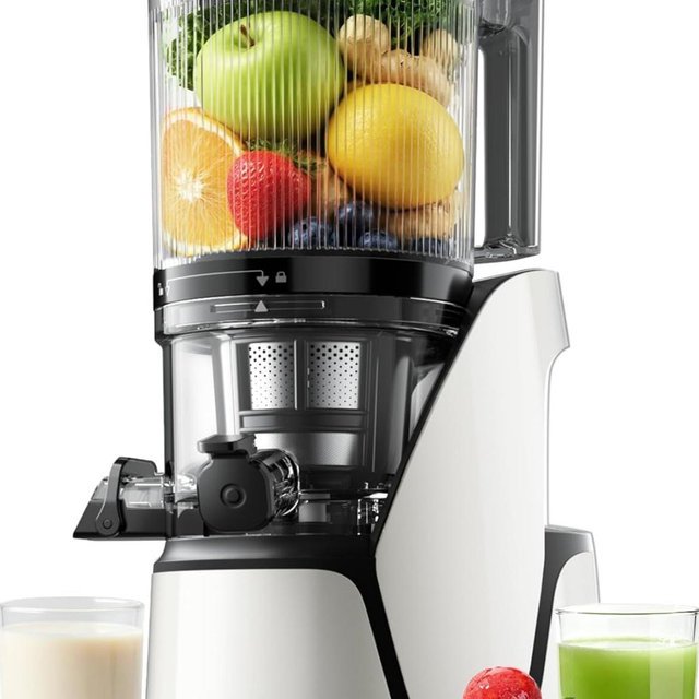 Juicer Machines, 3-in-1 Cold Press Juicer with 6.5" Extra Large Chute, 100oz Large Capacity, AC Motor, Makes Juice, Nut Milk & Sorbet, Bright White
