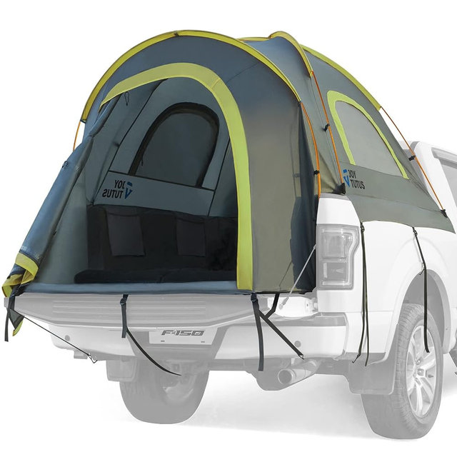 JOYTUTUS Pickup Truck Tent 6.5ft 2.0, Waterproof PU2000mm Double Layer for 2 Person, Portable Truck Bed Tent with Rainfly, Green, Aluminum Pole