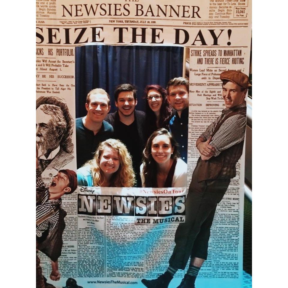 Tommy surprised Sarah with tickets to her favorite show, Newsies. We crashed their date!