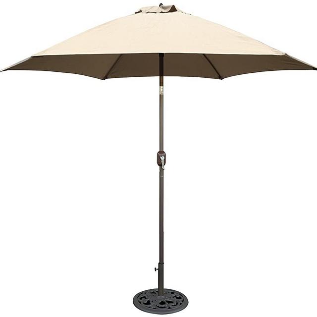 Tropishade 9 ft Bronze Aluminum Patio Umbrella with Beige Polyester Cover