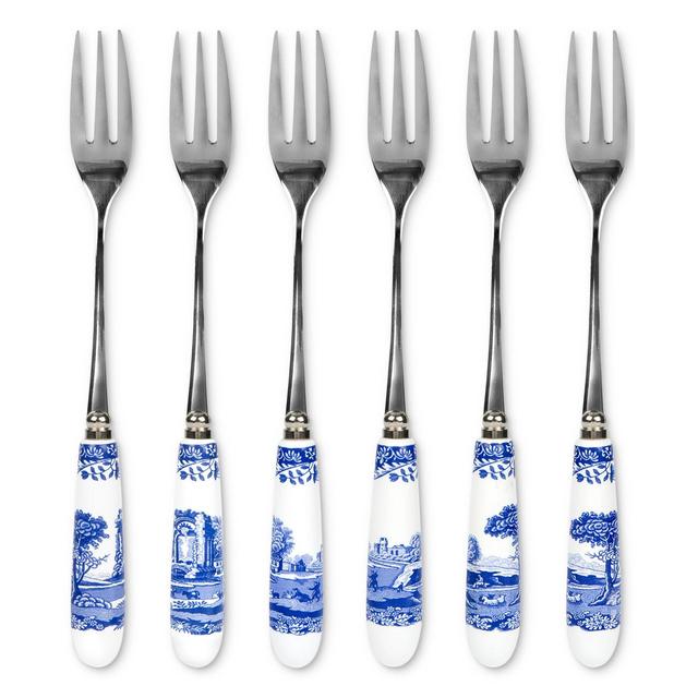 Spode Blue Italian Pastry Forks, Set of 6