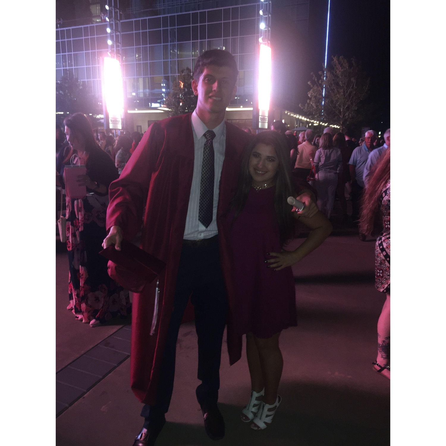 Kyra and Brenden started their dating journey May 28, 2018. Here Kyra is at Brenden's High School Graduation.