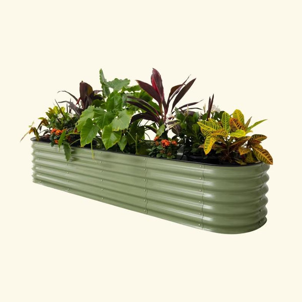 17" Tall 9 In 1 Large Modular Metal Raised Garden Bed Kit (Olive Green)