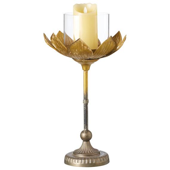 Medium Lotus Candle Holder - Gold