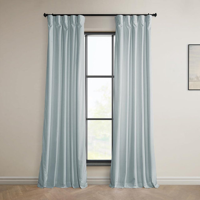 HPD Half Price Drapes Heritage Plush Velvet Curtains 108 Inches Long Room Darkening Curtains for Bedroom & Living Room 50W x 108L, (1 Panel), Aquarius Blue