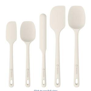 ChefAide 5 Pieces Silicone Spatula Set, Food Grade Rubber Spatula, Upgrade Strong Handle with Ergonomic Grip, Heat Resistant Up to 600°F for Nonstick Cookware, Cooking